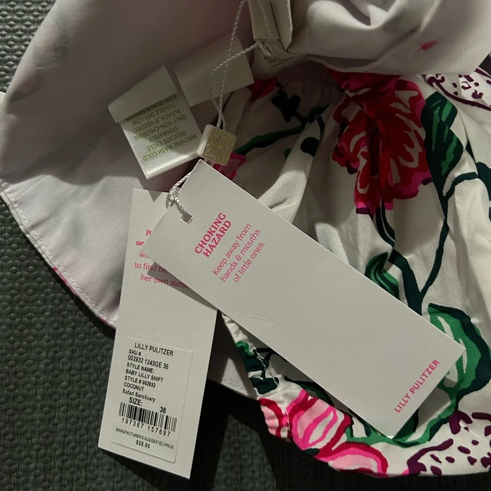 Lilly Pulitzer White Dress with Pink & Green Floral Print